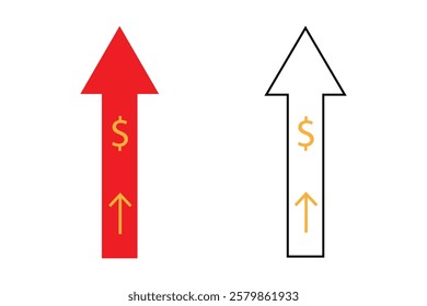 Red and Black Upward Trend Arrows with Dollar Symbols.