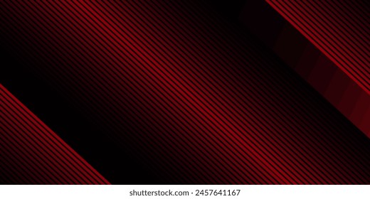 Red and black vector 3d futuristic tech glow and shinning line simple modern abstract banner. Vector