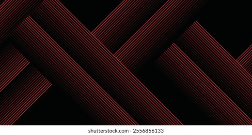 Red and black vector 3d futuristic tech glow and shinning line simple modern abstract banner. Vector