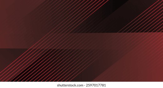Red and black vector 3d futuristic tech glow and shinning line simple modern abstract banner. Vector