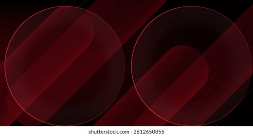 Red and black vector 3d futuristic tech glow and shinning line simple modern abstract banner. Vector