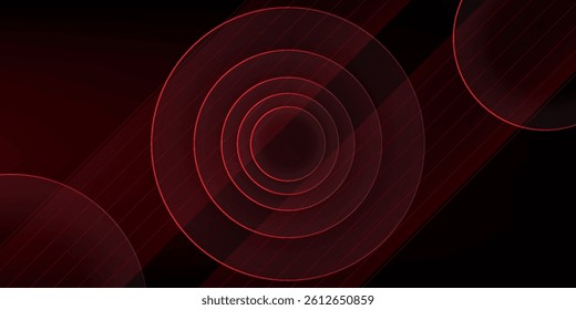 Red and black vector 3d futuristic tech glow and shinning line simple modern abstract banner. Vector