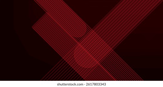 Red and black vector 3d futuristic tech glow and shinning line simple modern abstract banner. Vector
