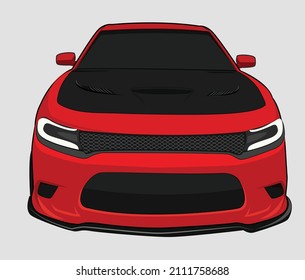 red and black vector car illustration front view 