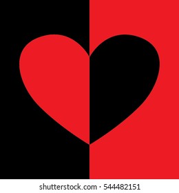 red and black vector heart, valentines day card