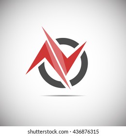 Red and black vector logo on white background