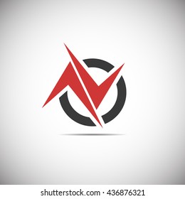 Red and black vector logo on white background