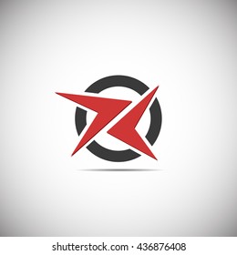 Red and black vector logo on white background