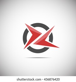 Red and black vector logo on white background