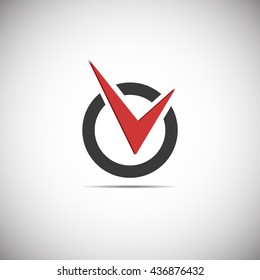 Red and black vector logo on white background