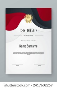 Red and black vector modern elegant and luxury certificate template for corporate