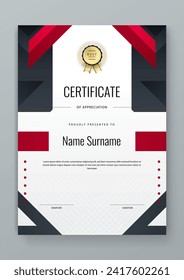 Red and black vector professional and modern award corporate certificate design template