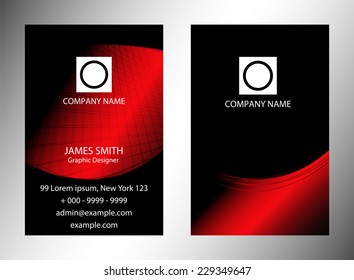 Red and black vertical business card 