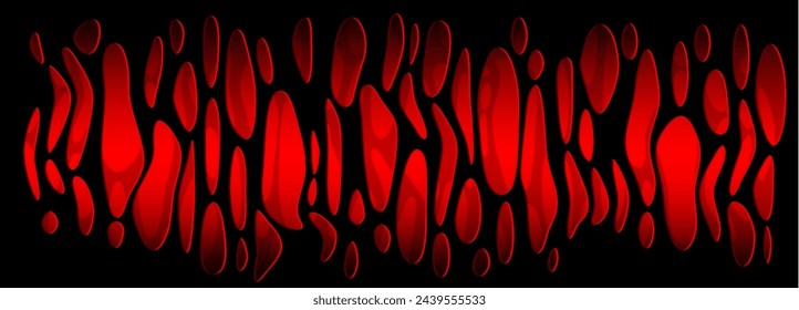 Rote und schwarze viskose Flüssigkeit in gestreckter Form. 