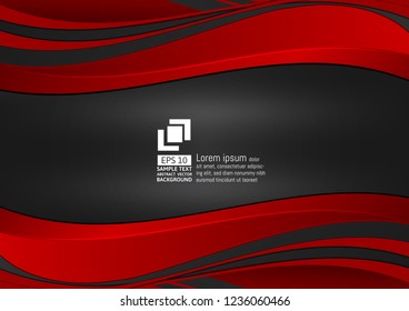 Red and Black wave with copy space, Abstract vector background, Graphic design.