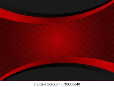 Red and black waves abstract vector background with copy space