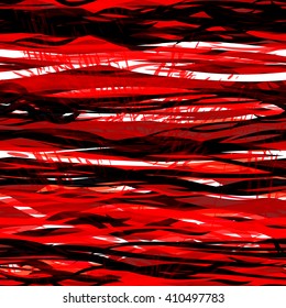 Red and black. Wavy lines. Seamless pattern. Grunge template.