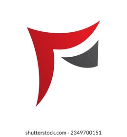 Red and Black Wavy Paper Shaped Letter F Icon on a White Background