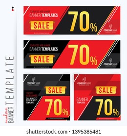 Red and Black Web banners templates, standard sizes with space for photo, modern design