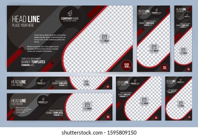 Red Black Web Banners Templates Standard Stock Vector (Royalty Free ...