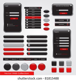 Red and black web vector collection