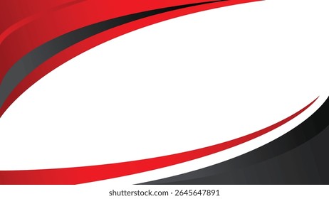 Anuncio de borde abstracto rojo, negro y blanco con curvas de gradiente y espacio de copia, Ilustración vectorial