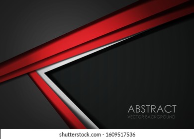 Red black white background on dark geometric element overlap layer with space for background design vector illustration