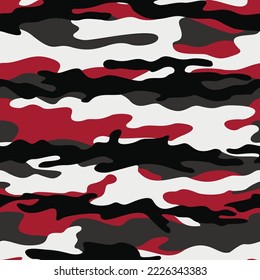 red black white camouflage vector seamless pattern
