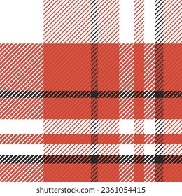 Red Black White Christmas Tartan Plaid Pattern. Vector Rustic Christmas Background Lumberjack style flannel shirt