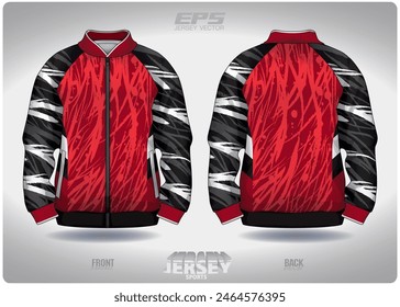 red black white color pouring pattern design, illustration, textile background for sports t-shirt, football jersey shirt mockup for football club. consistent front view