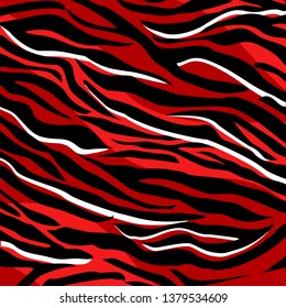 Red, black and white colored leopard fur pattern design, pardus and panthera vector illustration background.