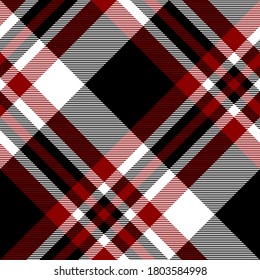 Red, Black and white colors diagonal modern plaid Scottish seamless pattern.Texture from plaid,tablecloths, clothes, shirts, dress, jacket, skirt, paper, blankets and other textile products.