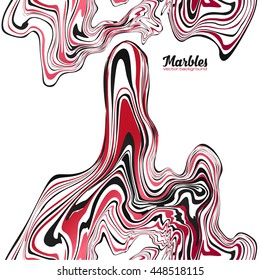 Red, black and white colors vector wavy marble effect abstract background
