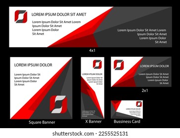 Red Black White company banner backdrop advertisement corporate set or pack