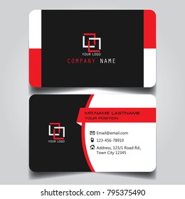 Red Black and White creative modern name card and business card with horizontal standard size vector illustration template.