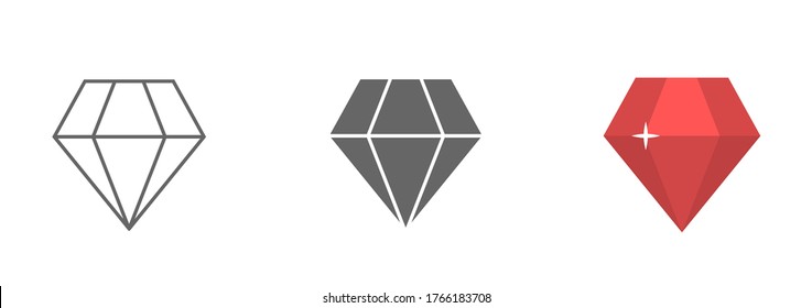 Red, black and white diamond. Template design for corporate business logo, mobile or web app. Vector illustration