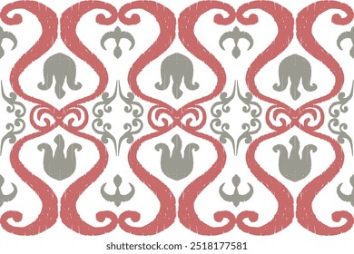 Red, black, and white embroidery, motif ethnic ikat seamless textile illustration, print striped ornament, pattern, design for wrapping, silk, scarf, clothing, background, textile, carpets, curtains.