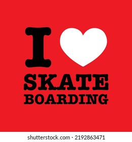 I Red Black White  Heart Love Skateboarding Skate Lettering Font Typography Sign Logo Symbol Icon Vector