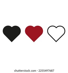 Red black white heart. Romantic background. Vector illustration.