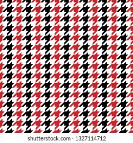 Red black white houndstooth plaid  seamless vector pattern illustration. Dogs tooth tartan check print for coat, jacket, skirt, or other fabric design.