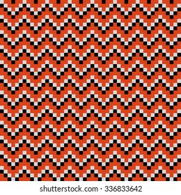 red, black & white pixel chevron pattern, seamless texture background