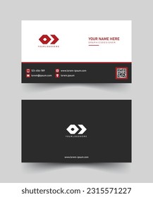 Red, Black and White Professional Simple Business Card, Visiting Card