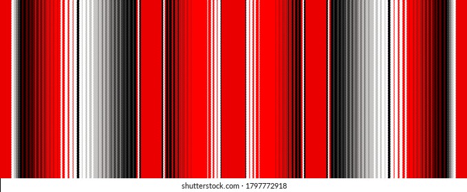 Red  Black   White Serape Blanket Stripes Seamless Vector Pattern  Ethnic Boho Background  Mexican Textile  American Rug Texture and Threads  Pattern Tile Swatch Included 