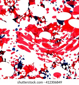 Red, black and white. Spots, ovals. Abstract contrast seamless vector pattern