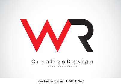 Red and Black WR W R Letter Logo Design in Black Colors. Creative Modern Letters Vector Icon Logo Illustration.