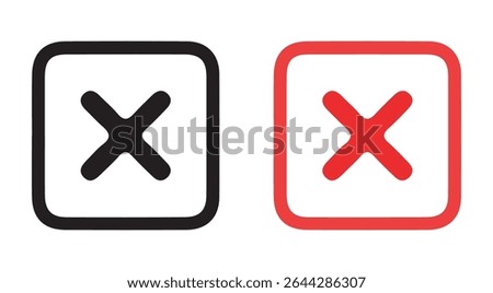 Red and Black X Mark Icon vector illustration eps 10