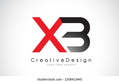 Red and Black XB X B Letter Logo Design in Black Colors. Creative Modern Letters Vector Icon Logo Illustration.