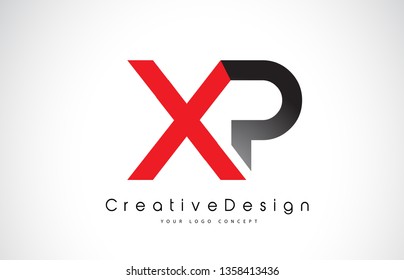 Red and Black XP X P Letter Logo Design in Black Colors. Creative Modern Letters Vector Icon Logo Illustration.