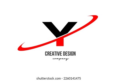Red black Y alphabet letter logo with big swoosh. Corporate creative template design for company and business