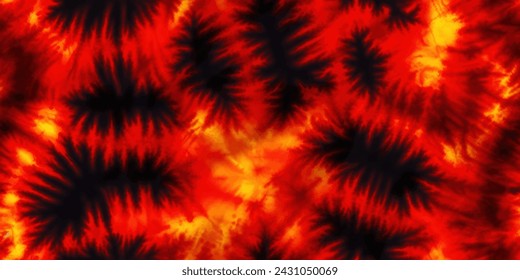 red, black and yeliow colors fabric tie dye pattern ink , colorful tie dye pattern abstract background. Shibori, tie dye, abstract batik brush seamless and repeat pattern design.